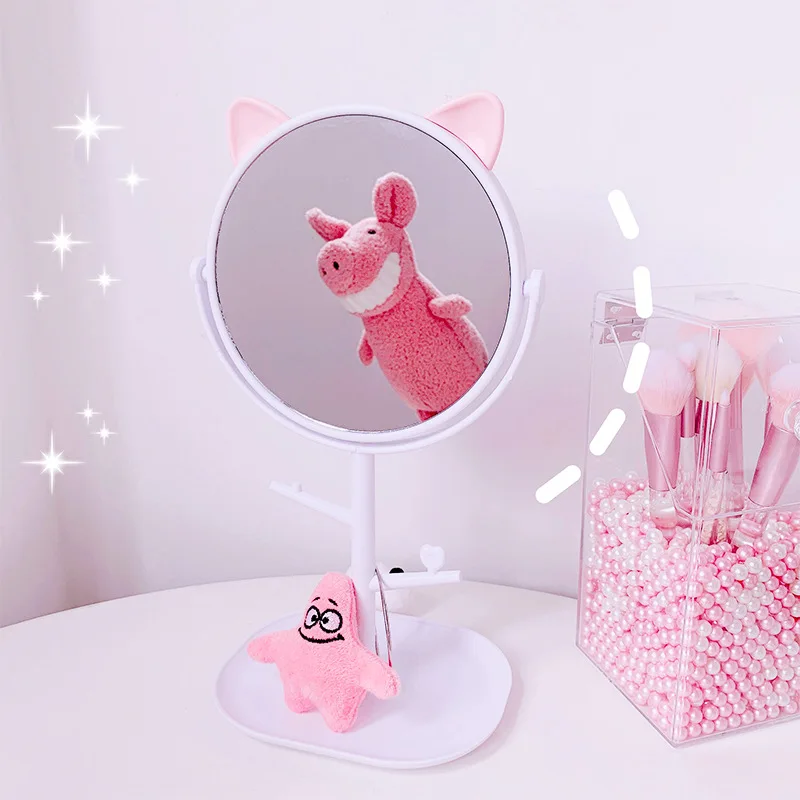 Зеркало для макияжа простое настольное симпатичное зеркало девушек туалетное