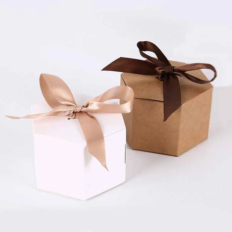 

50 шт. крафт Бумага Шестигранная картонная коробка конфет DIY печенье пользу подарки Коробки Baby Shower для вечеринок и свадебных церемоний для рождественской вечеринки