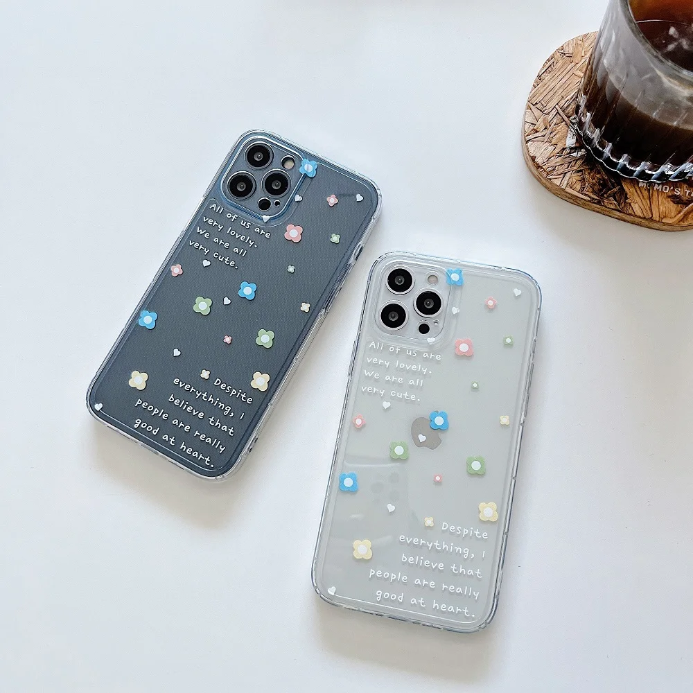 

100Pcs Fashion Flowers Phone Case For iPhone 12 11 Pro Max X XR XS Max 7 8 Plus SE2 12Mini Clear Lens Protection Soft Back Cover