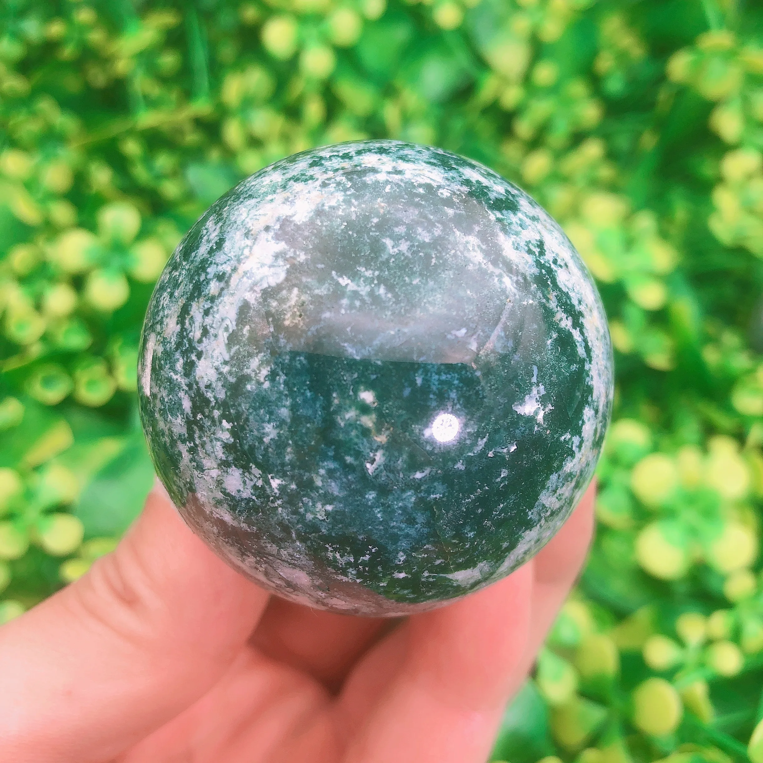 

Natural Crystals Quartz High Quality Moss Agate Sphere Energy Reiki Healing Stone Ball Room Home Aquarium Decoration Gemstone