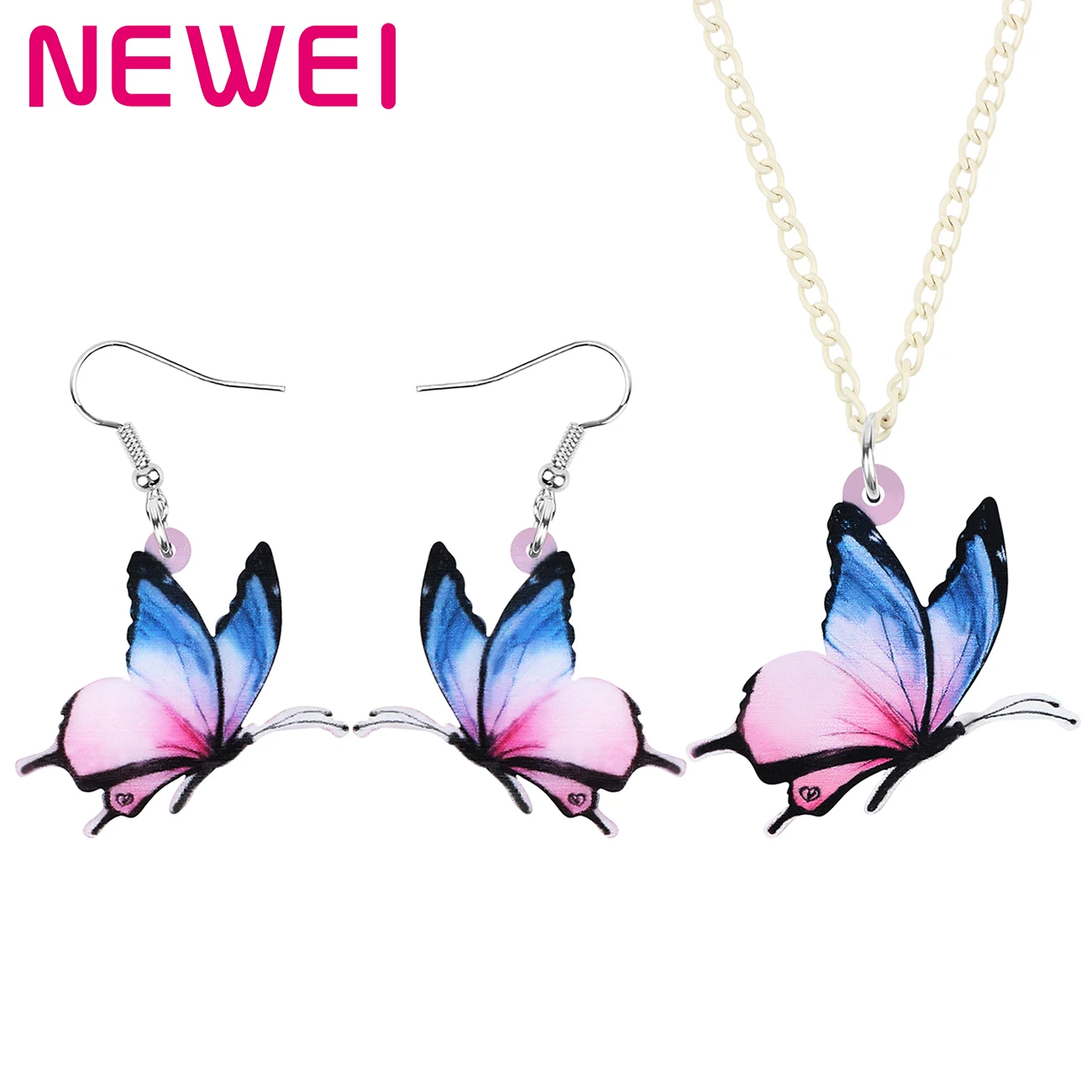 ARWA акриловые табби Наборы украшений с бабочкой ожерелье серьги Печать Длинные