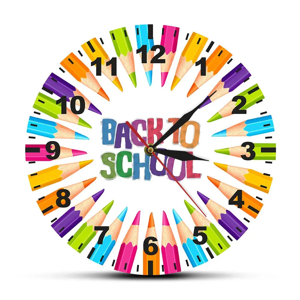 Цветные карандаши для рисования настенные часы цветные школы классные круглые