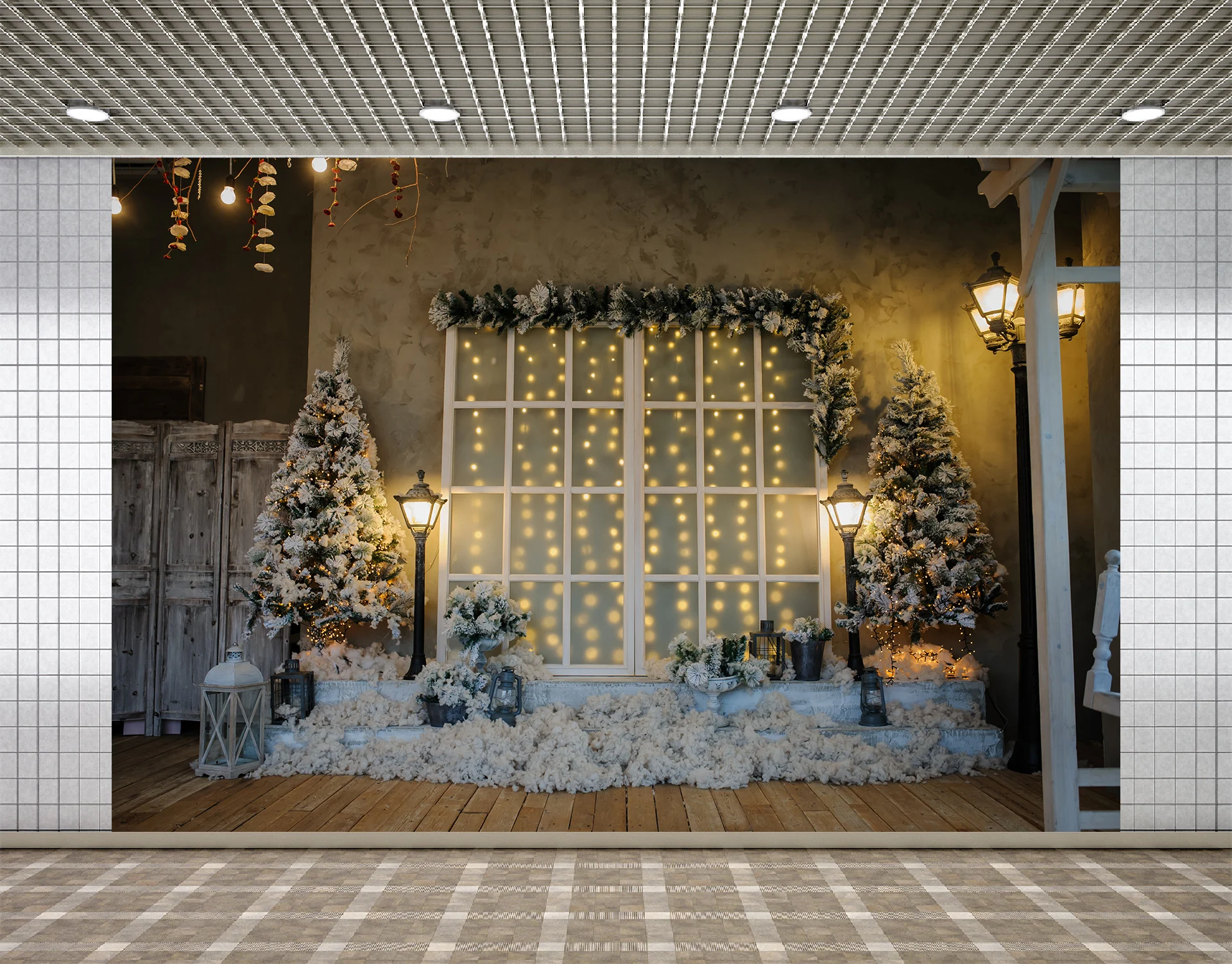 

Lyavshi фон для фотосъемки с изображением зимняя Рождественская елка флэш-окно украшение Рождественские фоны для фотосъемки в студии