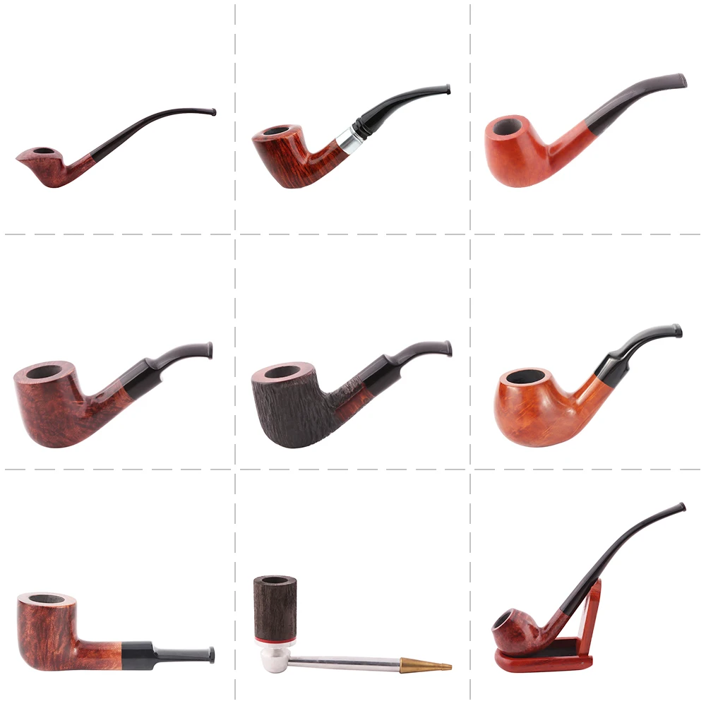 

Briar Tobacco Pipe Smoking Herb Grinder Wooden Briar Bent Smoke Pipes Tobacco Wood Pipe For Smoking Accessories Erliao