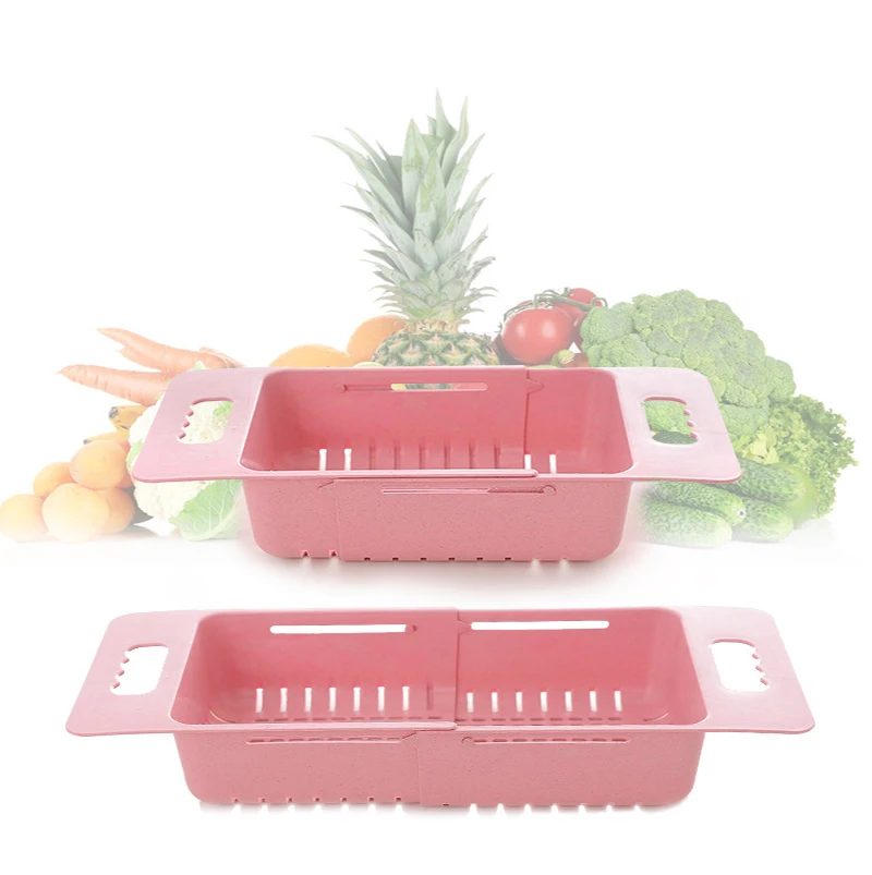 Пластиковая Выдвижная сливная корзина многофункциональная мойка овощей сушилка
