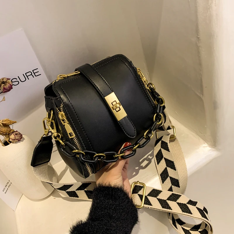 

Luxury Brand Handbag 2021 Fashion New High Quality PU Leather Women's Tote Chain Vintage Shoulder Crossbody Bucket Bags