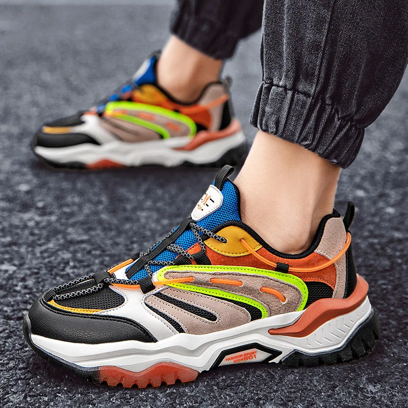 

Summer Men's Fashion Sneakers Soft Bottom Lace-up Air Mesh Leisure Shoes Comfortable Breathable Outdoor Running Shoes