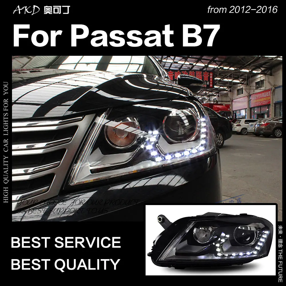 AKD автомобильный Стайлинг для VW Passat B7 фары 2012 2016 европейские светодиодный ные DRL Hid