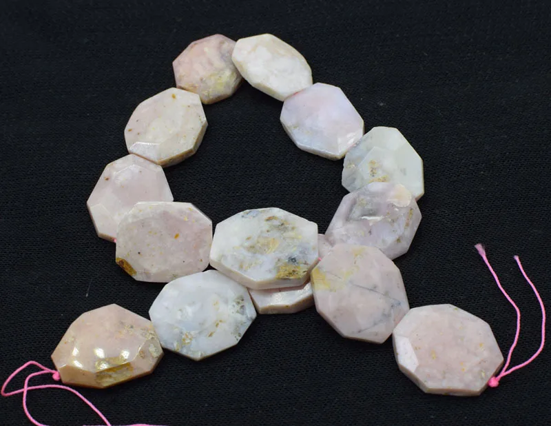 

pink opal loose beads baroque FLAT faceted 25-30mm nature for making jewelry necklace 14inch FPPJ wholesale