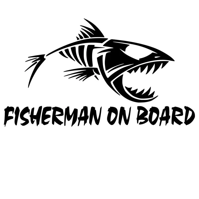 Fisherman on Board Skillet Fishing Car Sticker Automobiles Motorcycles Exterior Accessories Vinyl Decals, 20cm*11cm