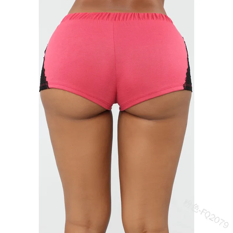 

WEPBEL Shorts Women's Sexy Stitching Lace Sports Shorts Summer Fashion Solid Color Lace-up Low Waist Yoga Straight Shorts
