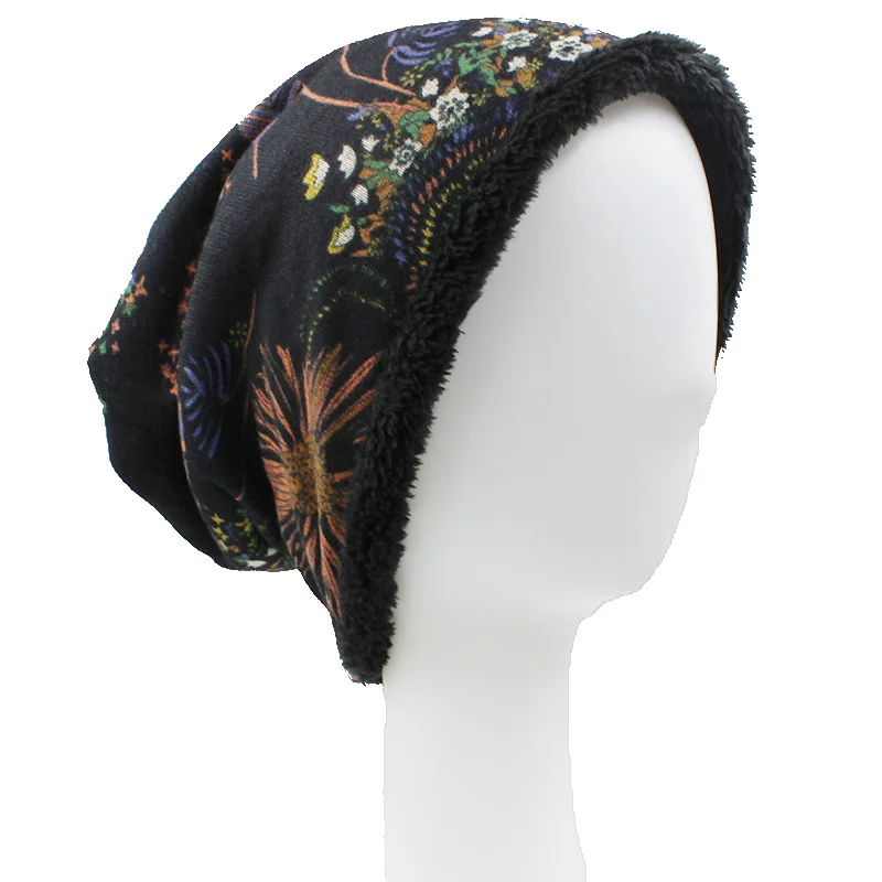 ALTOBEFUN шарф для девочки теплые женские шапочки Skullies модный бренд осень-зима винтажный дизайн Двойные шляпы для женщин BHT058