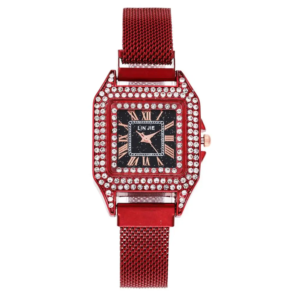 Женские модные квадратные наручные часы с бриллиантами роскошные женские