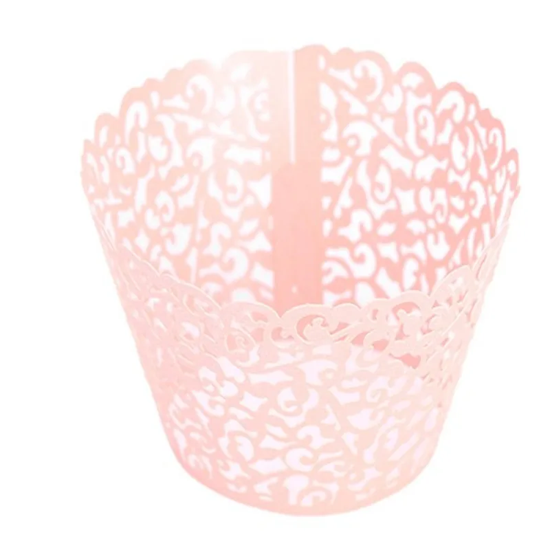 Стаканчики для капкейков 12 шт. розовый лоза кружева белый нарезанная бумага