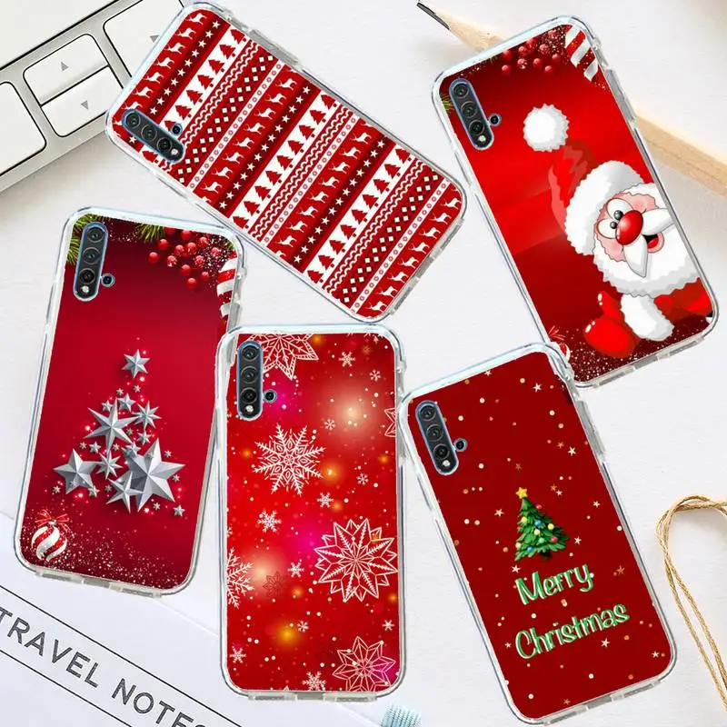 

Cartoon Merry Christmas Phone Case Transparent for Huawei honor P mate 40 20 30 10 50 i 9 x mate pro lite 8a