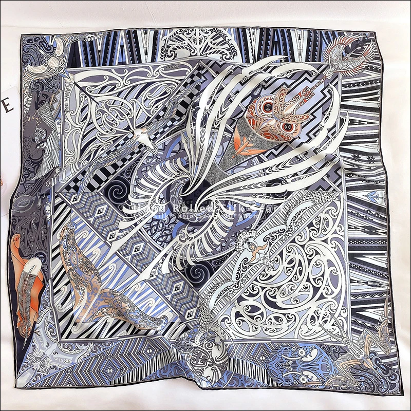 

Kawa Ora 100% Silk Scarf Hand Rolled Scarfs 90*90cm Designer Satin Scarves Foulard En Satin