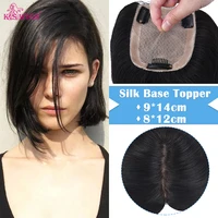 k s wigs 12 silk base topper durable hair piece with clips 100 remy human hair toupee for women with thin hair natural black