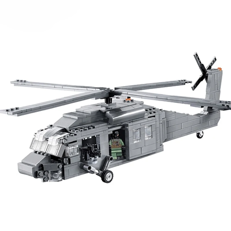 

2114 562pcs Aircraft model Police Warfare Black Hawk helicopter Assembly Building blocks bricks Army military Boy Birthday Toys