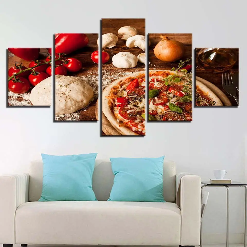 

Simple Style Poster Kitchen Home Decor Modern Food Pizza 5 Set Modular Pictures Print Painting HD Wall Art Canvas Direct Selling
