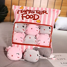Hamster Защитный чехол для хомяка из плюша, 8 шт., мини-мячи с животными, мягкие свиньи, хомяки и мыши, снек, еда, игрушка, плюшевый мешок, подарок для девочек 50 см - Цвет: Hamster