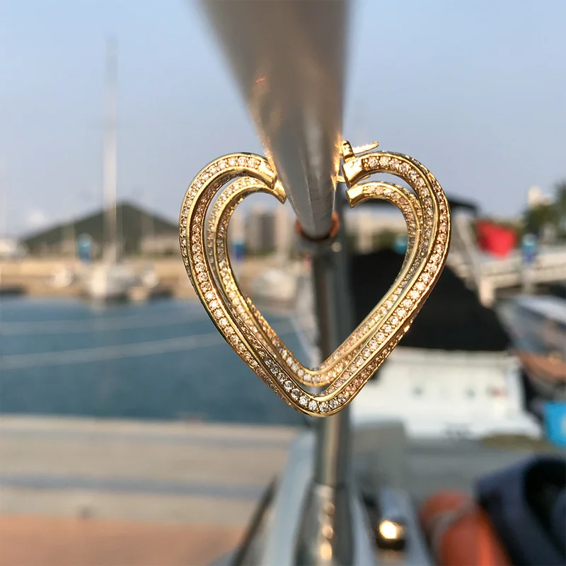 

Timeless Wonder Amazing Zirconia Heart Hoop Earrings Women Jewelry Goth Boho Top Trendy Designer Runway Neat Ins Fancy Kpop 2235