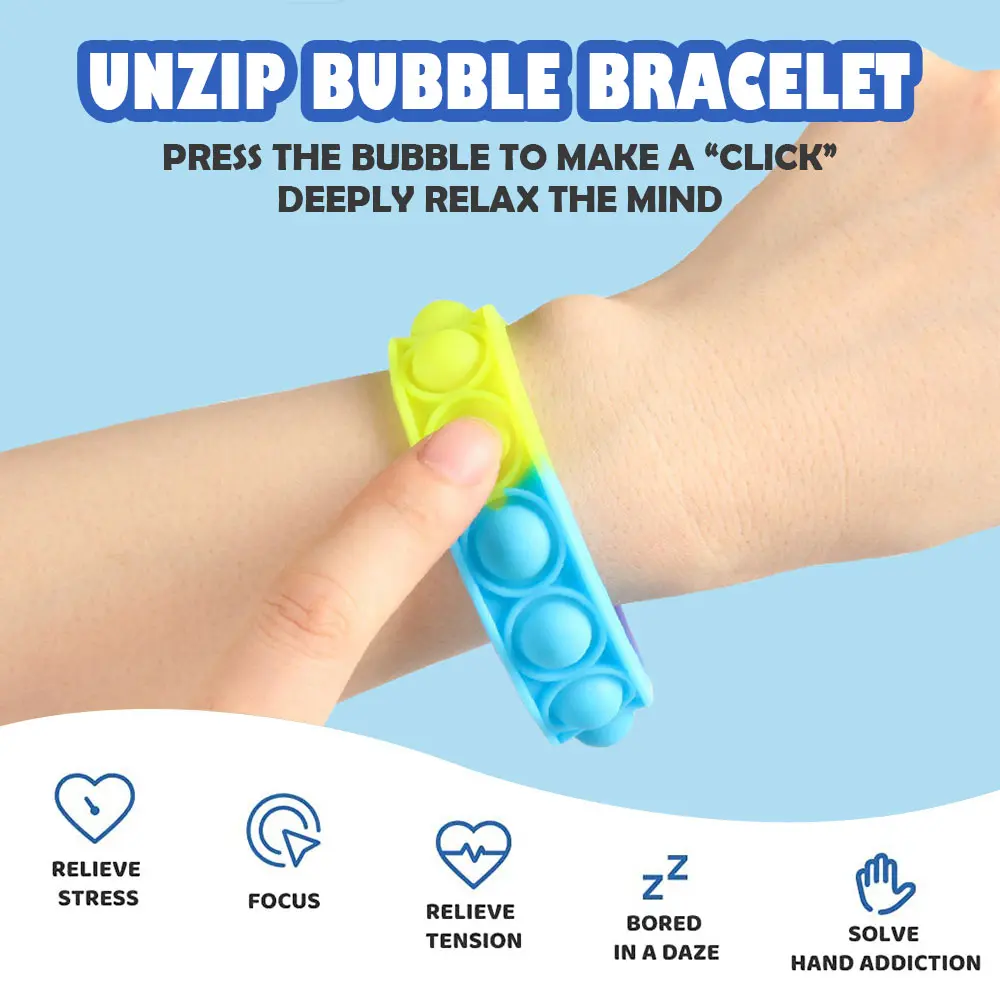 Juguetes para ni&ntilde;os y adultos, pulsera de silicona antiestr&eacute;s, juguetes sensoriales para aliviar el estr&eacute;s-1