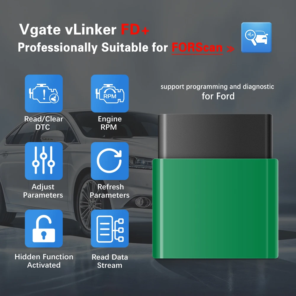 Автомобильный диагностический сканер Vgate vLinker FD + ELM327 Bluetooth 4 0 FORScan для Ford wifi OBD 2 J2534