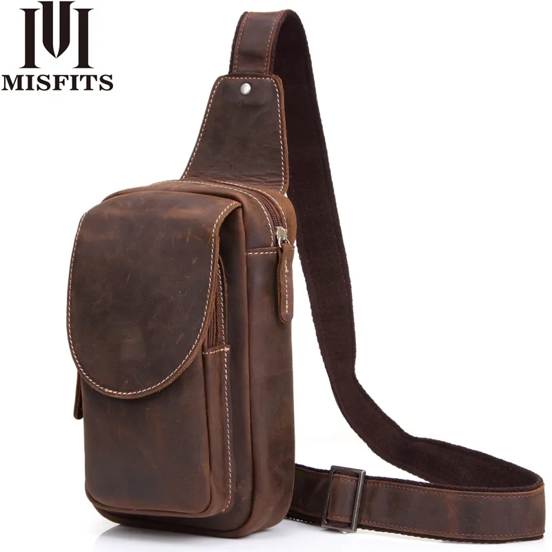 Мужская нагрудная сумка в стиле ретро кожаная сумочка на плечо с рисунком лошади