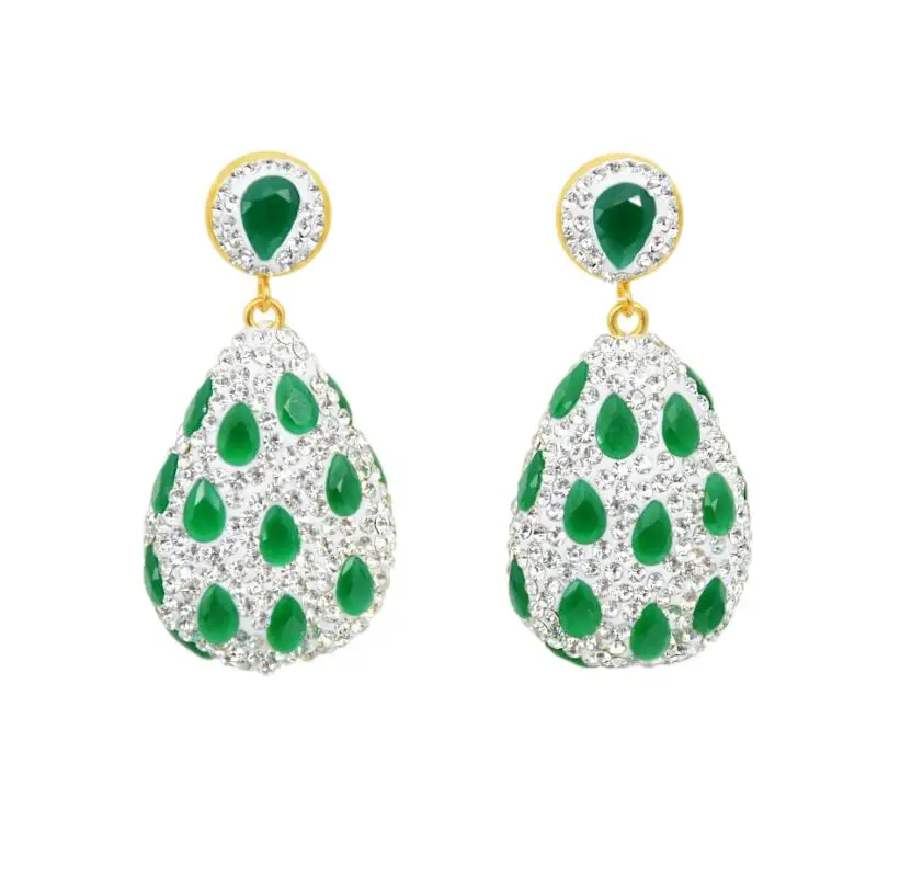 Green Earrings YMSHIPIN тренд капли воды серьги Модные ювелирные изделия серьги массивные серьги оптом ювелирные изделия этнические серьги женские - Окраска металла: Green Earrings