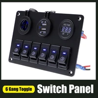 6 buttons led rocker switch panel circuit breakers for auto boat marine boat waterproof rocker switch control panel 1224v