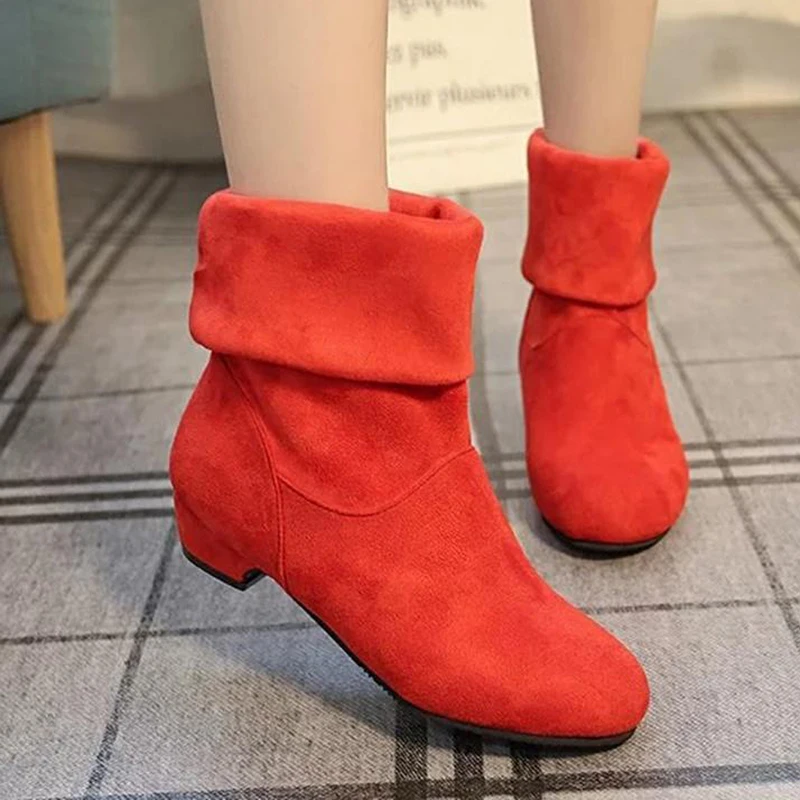 

Women Stretch Cotton Fabric Slip-on Flat Shoes Flat Casual Short Boots Ladies Fashion Comfortable Student Boots Zapatos Mujer