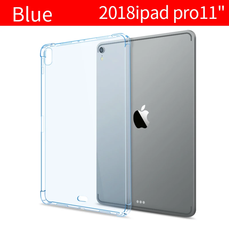Чехол для iPad Pro 12," 11" 4 угловой противоударный прозрачный чехол тонкий силиконовый мягкий ТПУ чехол для планшета funda coque - Цвет: pro11-Blue
