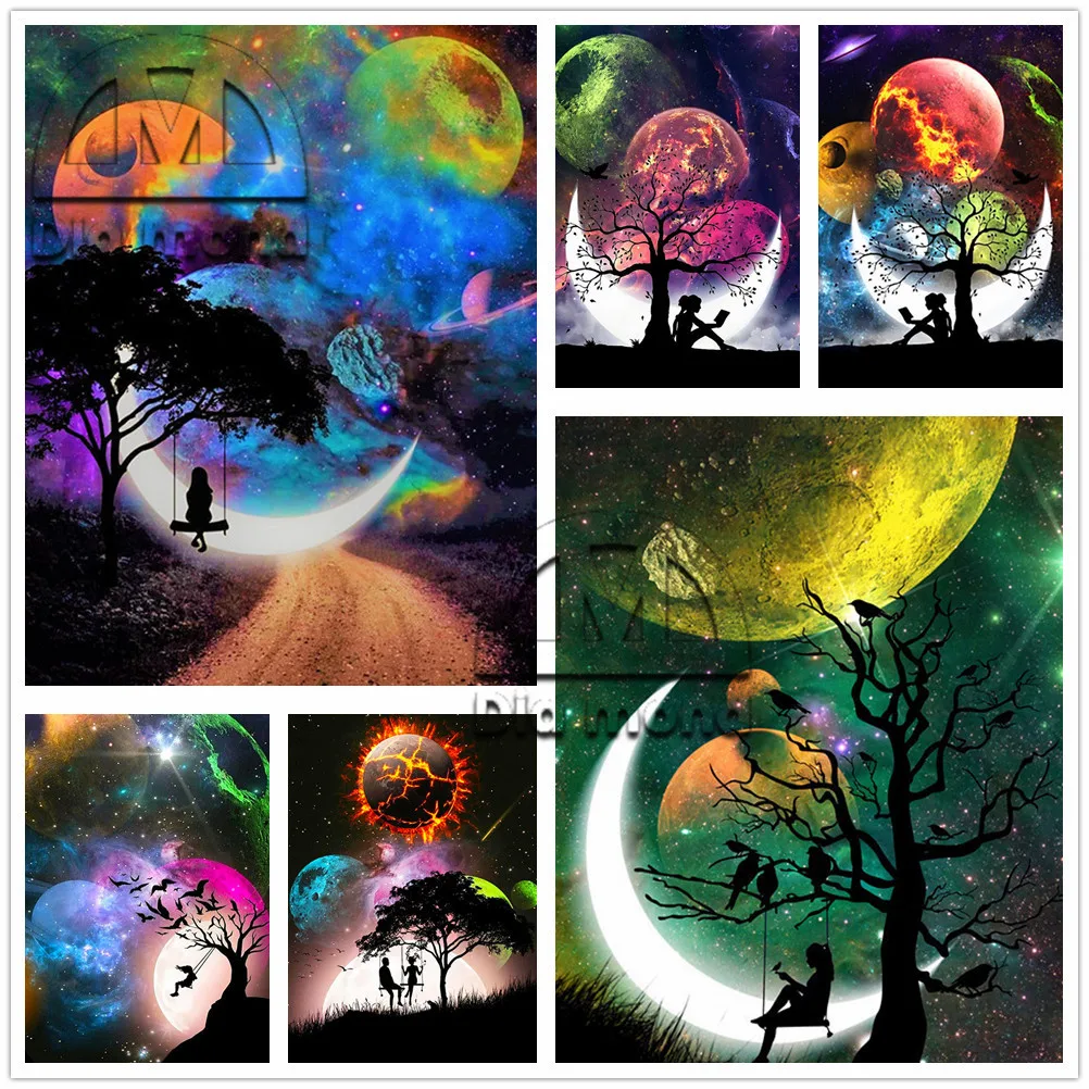 

Moon Sun Planet Scenery Diy Diamond Painting Modern Home Decor Universe Milky Way Mosaic Art Diamond Embroidery Cross Stitch Kit