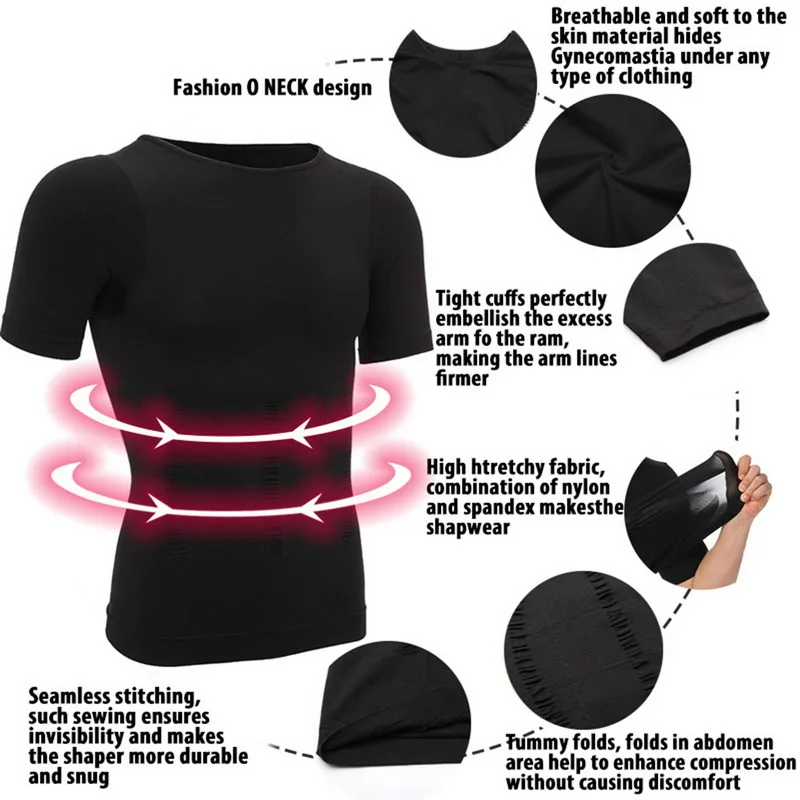 

Men's Slimming Shaper Vest Male Belly Abdomen For Corrector Compression Body Building Fat Chest Tummy Shirt Corset