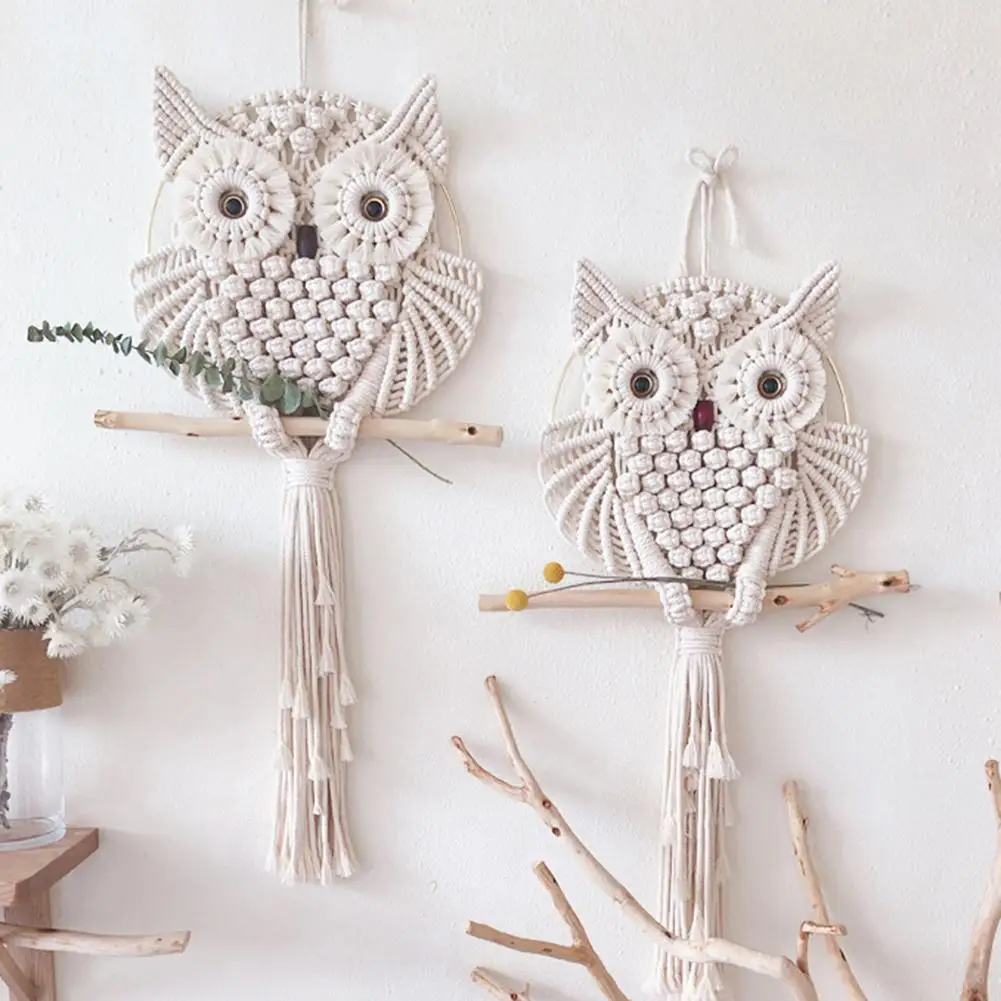 

Owls Dream Catchers Cotton Macrame Wall Hanging Macrame Decor Hand-woven Owl Amulet Home Decoration Accessories