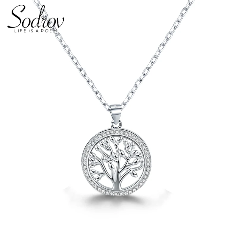

Sodrov 925 Sterling Silver 20MM Tree of Life Silver Necklace For Women Nature Lucky Silver 925 Jewelry Gift Necklace