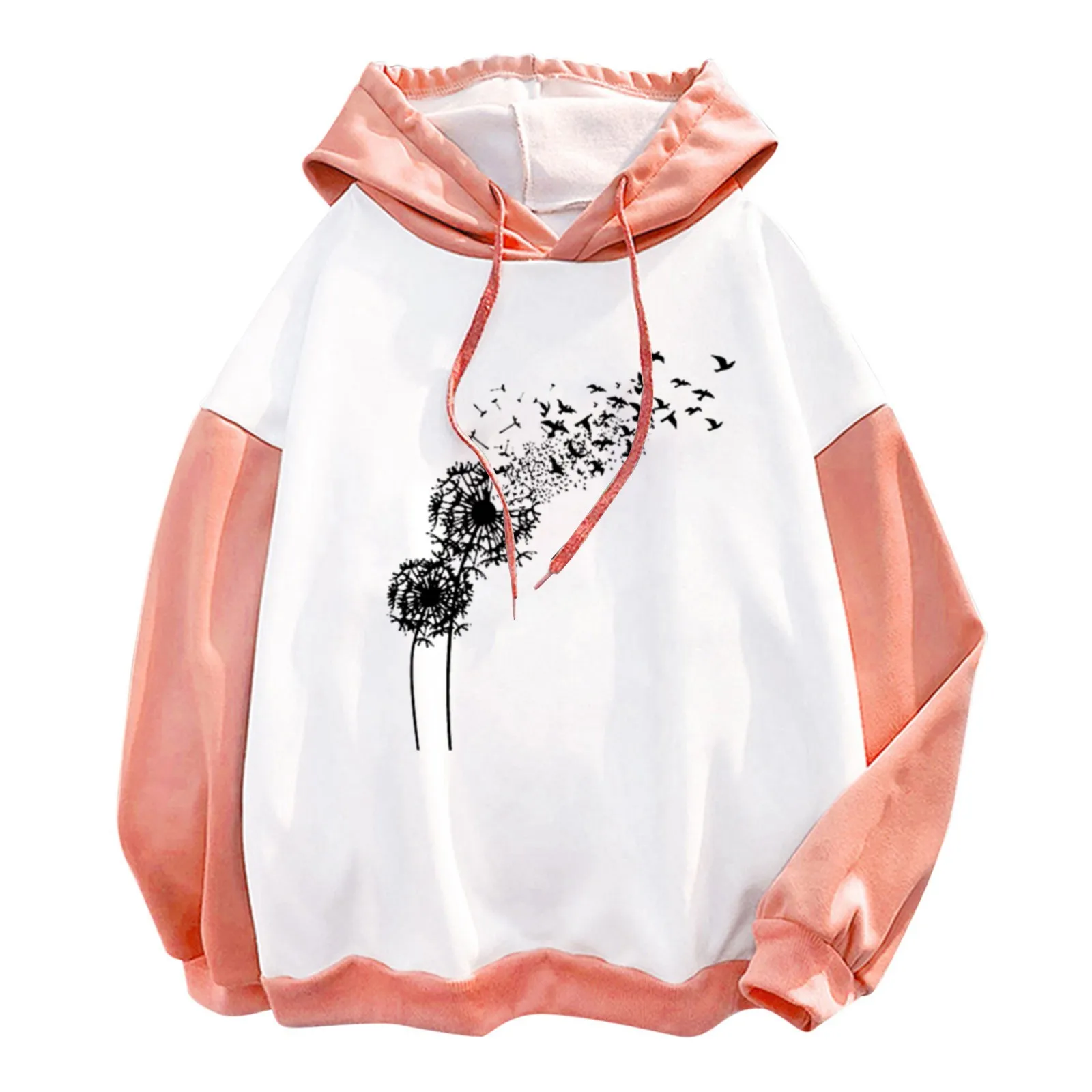 58# 2021 New Hoodie Women's Fashion New Stitching Cute Plus Velvet Long-sleeve Hooded Sweatshirt Top Sweatshirt Женское Платье