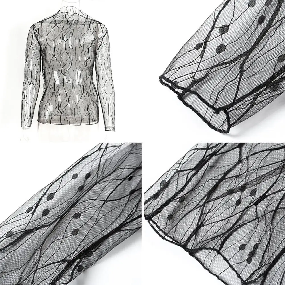 Женская летняя блузка с прозрачной сеточкой топы блузы длинным рукавом