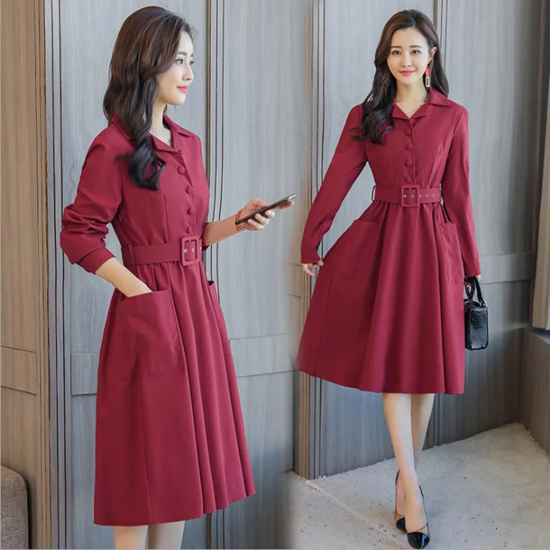 2019 осеннее Новое Женское Повседневное платье с длинными рукавами Темперамент