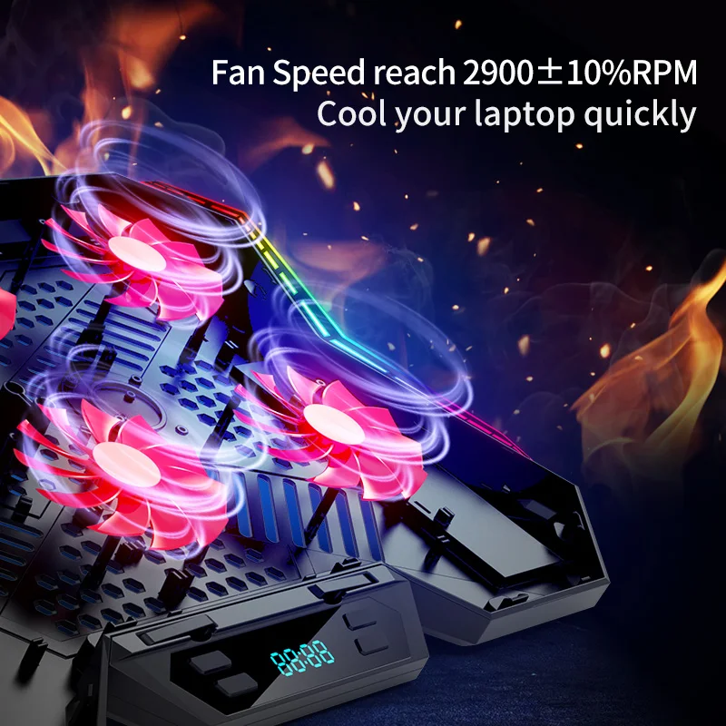 coolcold gaming rgb laptop cooler 12 17 inch led screen laptop cooling pad notebook cooler stand with six fan and 2 usb ports free global shipping