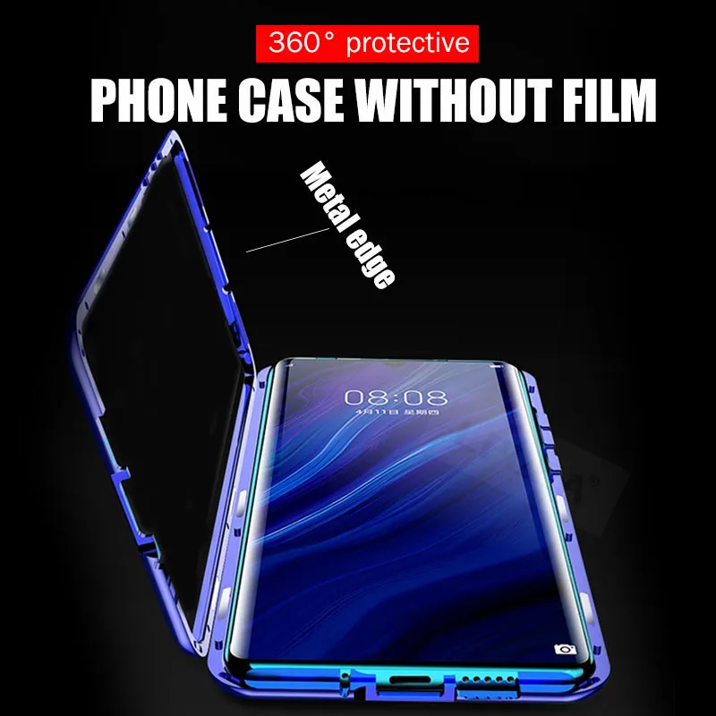 Магнитный адсорбционный металлический чехол для huawei P30 Pro P20 Lite P Smart, Задняя стеклянная крышка для mate 10 Lite 20 Pro Honor 10 Lite