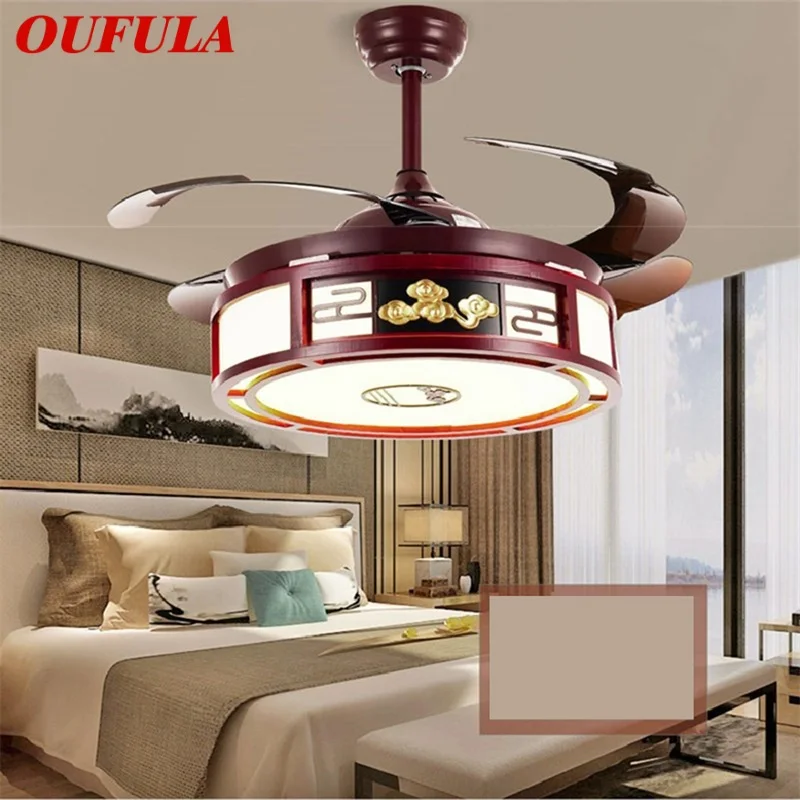 

OUFULA Ceiling Fan Light Invisible Lamp With Remote Control Modern LED For Home Living Room