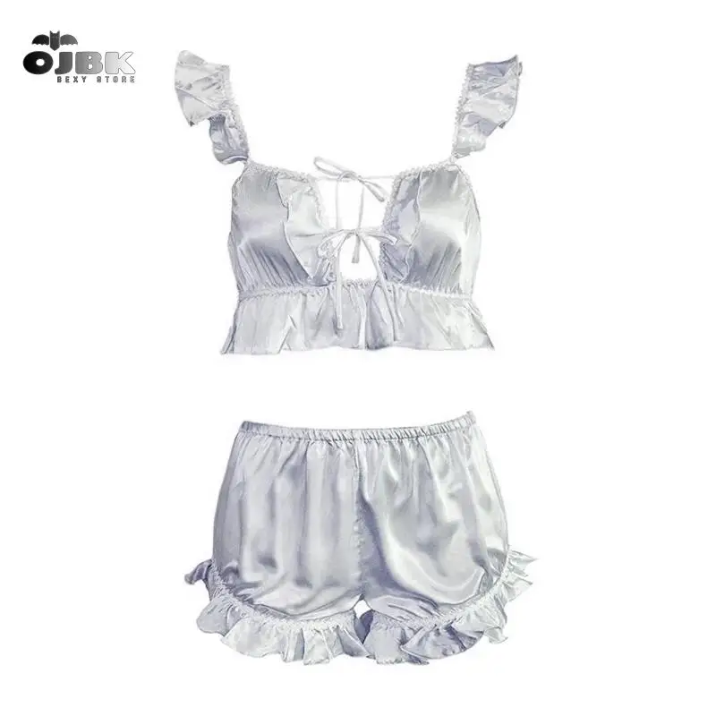 

Women Sleep Wear Sexy Lingerie Satin Lace V-Neck Camisole Shorts Set Purple Sleepwear Pijamas Women Sexy Sleeping Clothes