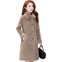 fashion high grade winter wool jacket coat women autumn winter slim gold mink plush long coats plus size warm women overcoat 4xl