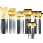 Набор столовых приборов из нержавеющей стали, столовые приборы в западном стиле, черные и Золотые Зеркальные столовые приборы, золотые приборы, 36 штук