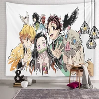 demon slayer anime cartoon wall hanging tapestry kamado tanjirou and kamado nezuko cartoon living room decor background cloth