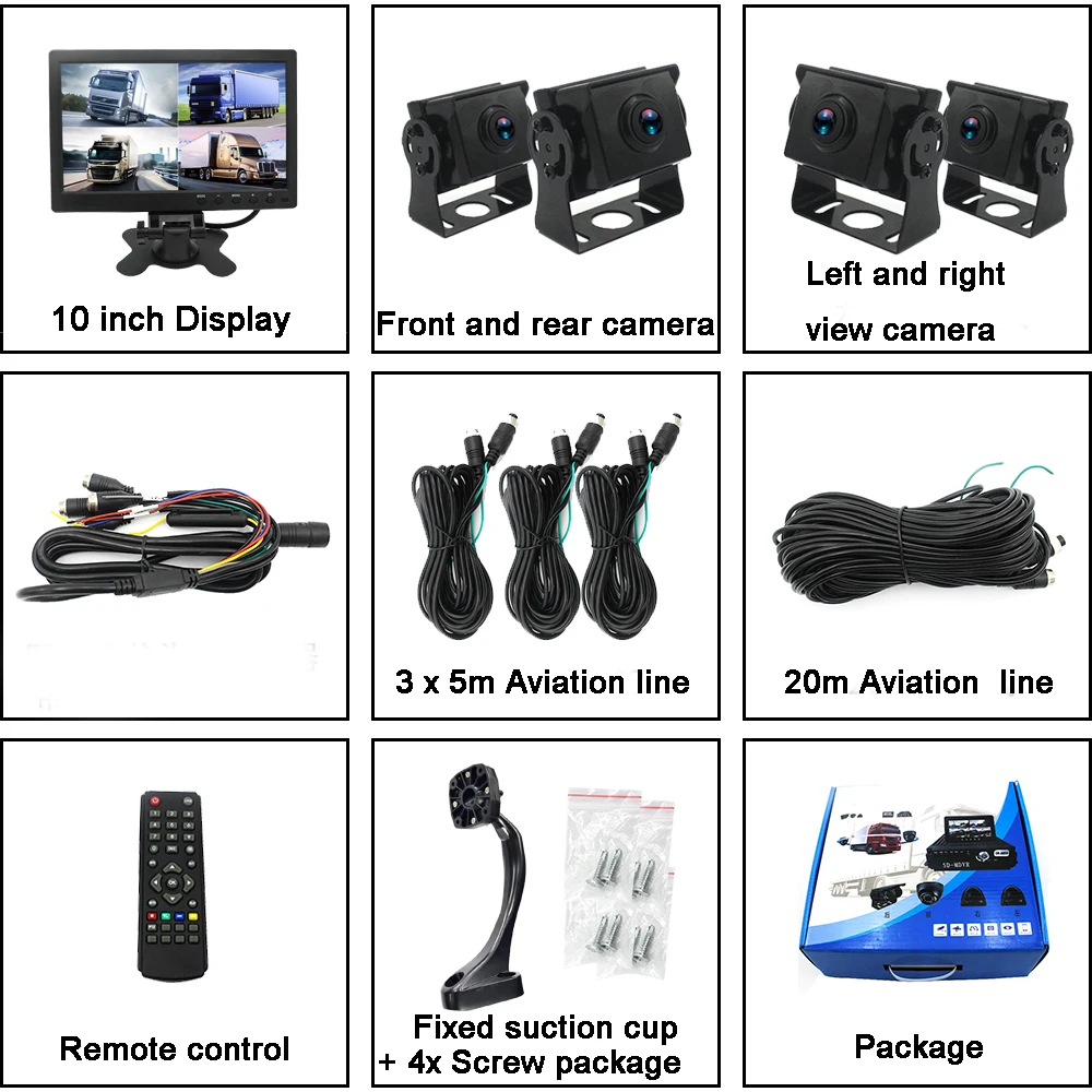 10 inch IPS Display Screen 1080P Car Rear View Camera HD Night Vision 360 Degree Panorama Monitoring System IP68 Waterproof | Автомобили и