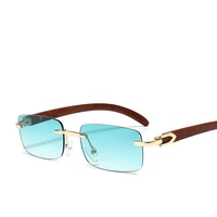 frameless sunglasses for women men 2022 fashion ocean lenses trimming sun glasses female high quality bamboo eyewear legs shades