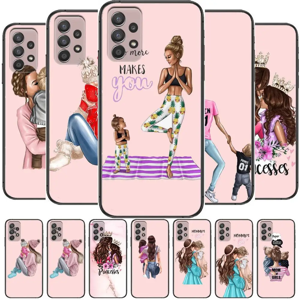 

Fashion super mom baby Phone Case Hull For Samsung Galaxy A70 A50 A51 A71 A52 A40 A30 A31 A90 A20E 5G a20s Black Shell Art Cell