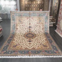 Yilong 9'x12' Handwoven Persian Rugs Blue Oriental Classic Silk Carpets (ZQG567A)